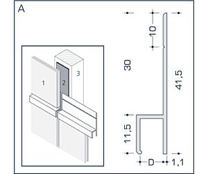 Rockpanel alu profiel A blank 6 x 3055 mm