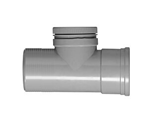 T-stuk 110 mm. incl. ontstoppingsdeksel 1 x MM